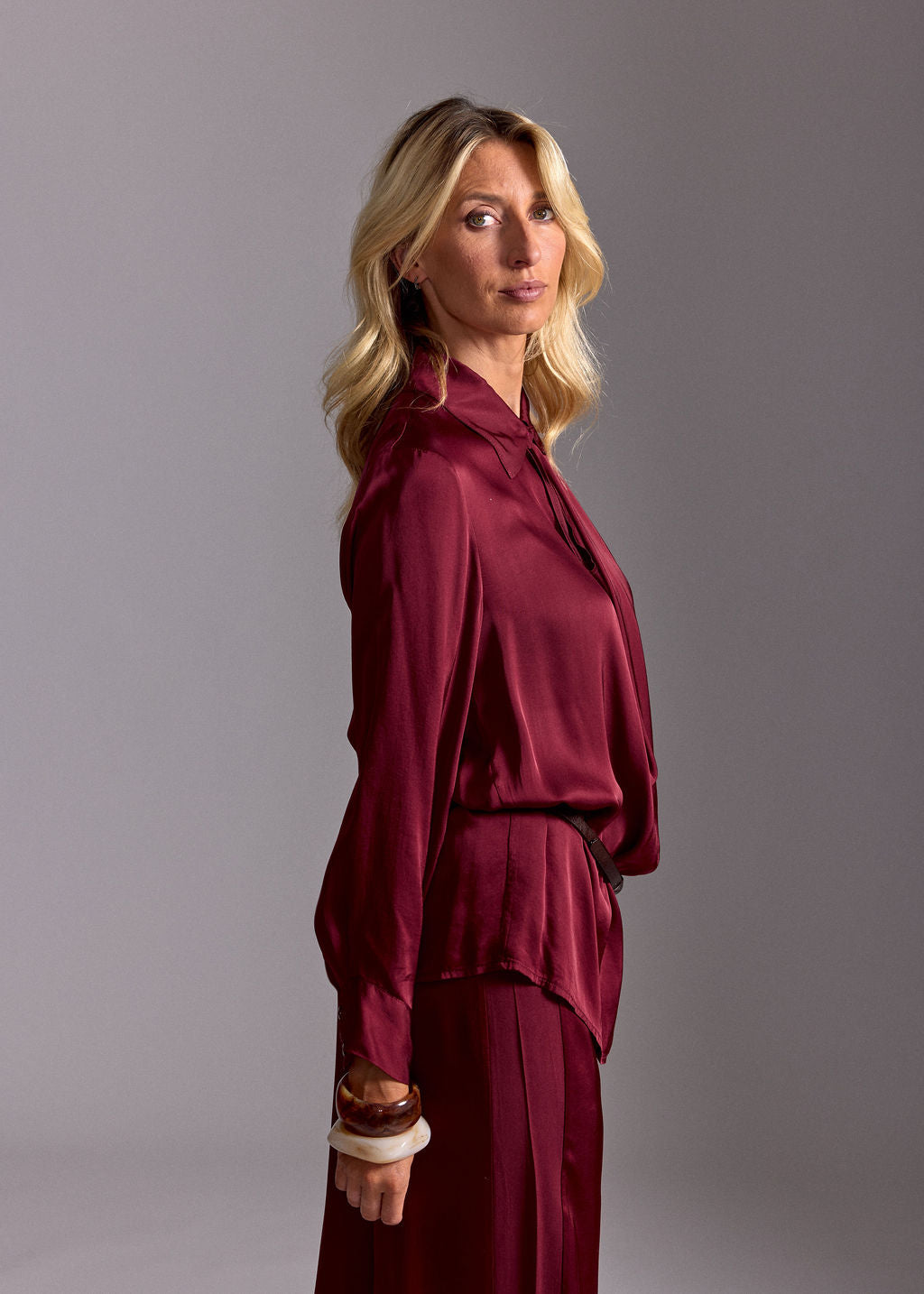 DALI RED COWL NECK SHIRT