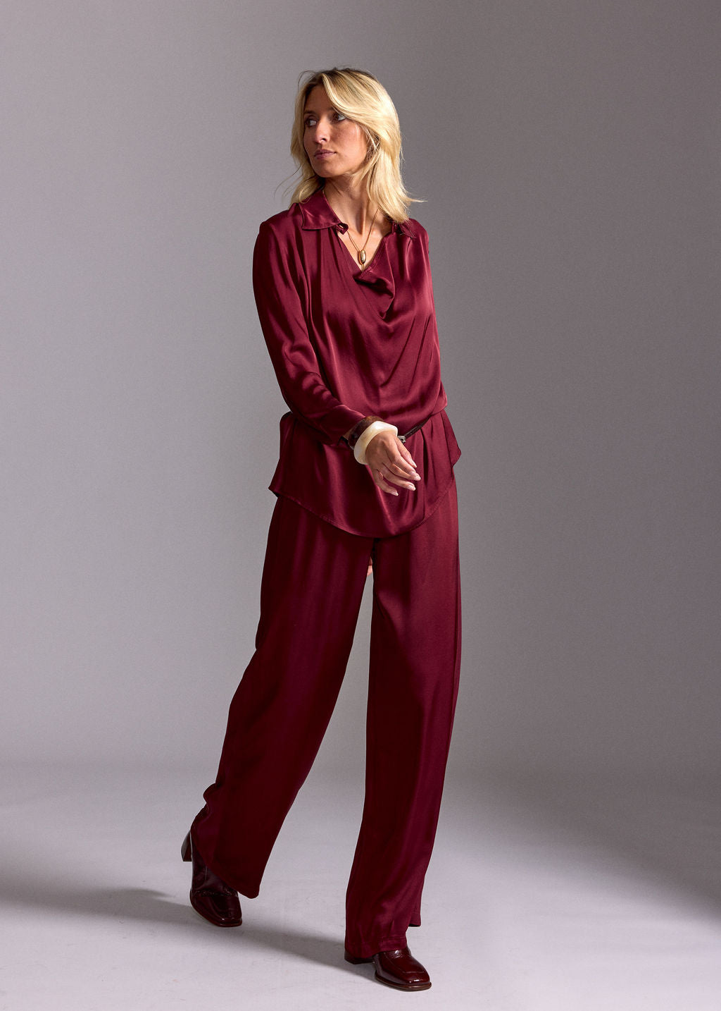 DALI RED COWL NECK SHIRT