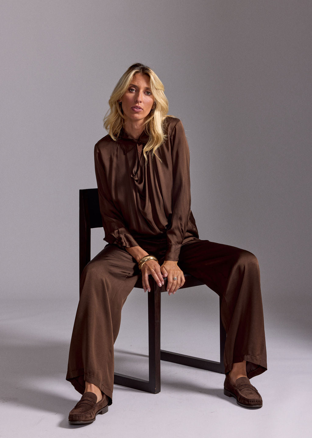 PANTALON FLUIDE UNI YOKO COFFEE