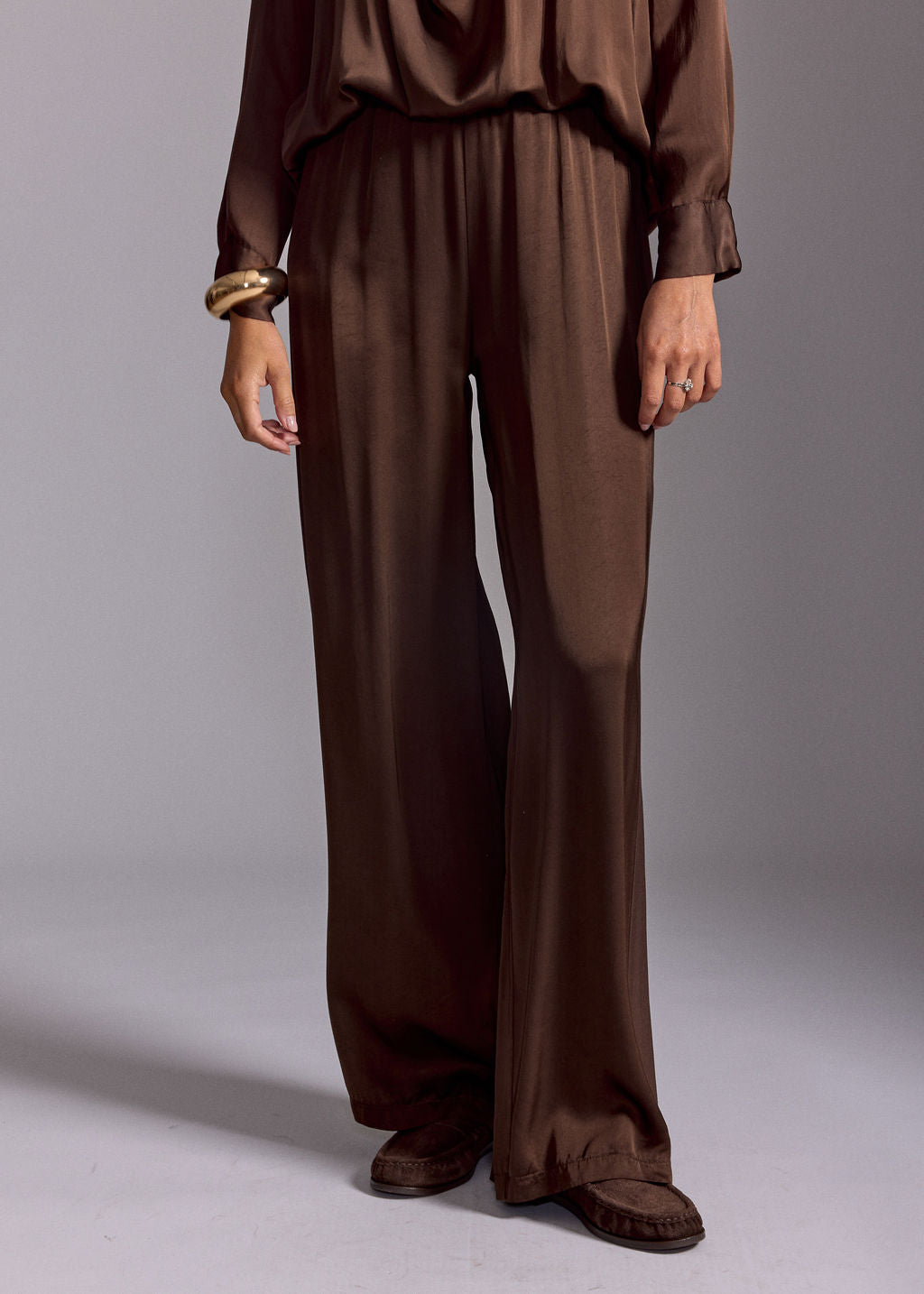 PANTALON FLUIDE UNI YOKO COFFEE