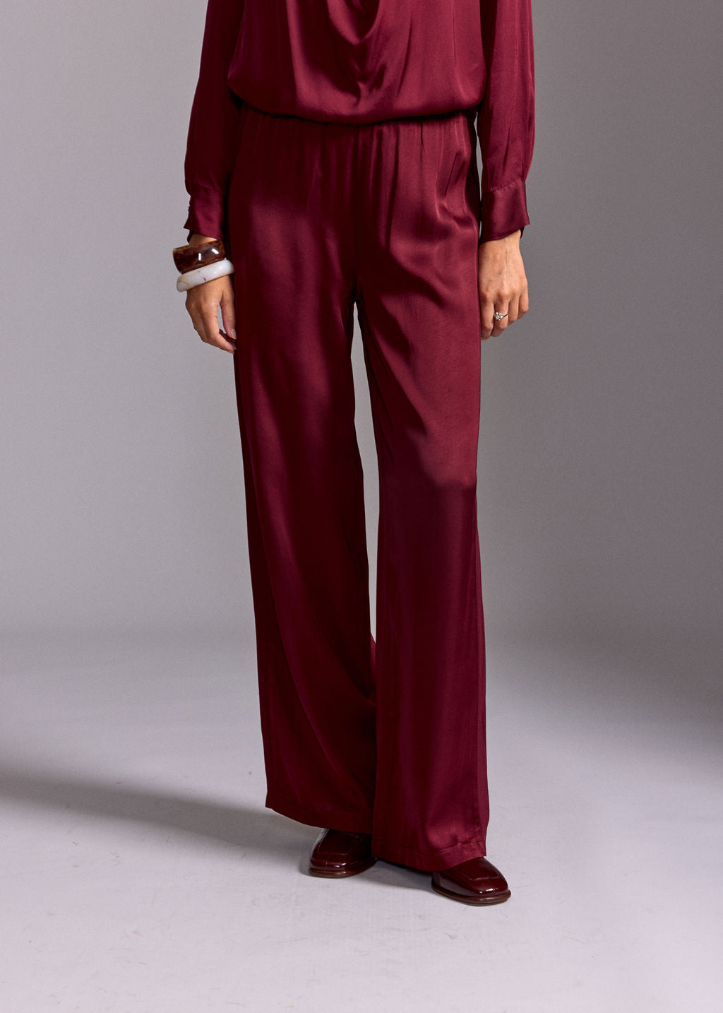 PANTALON FLUIDE UNI YOKO ROUGE