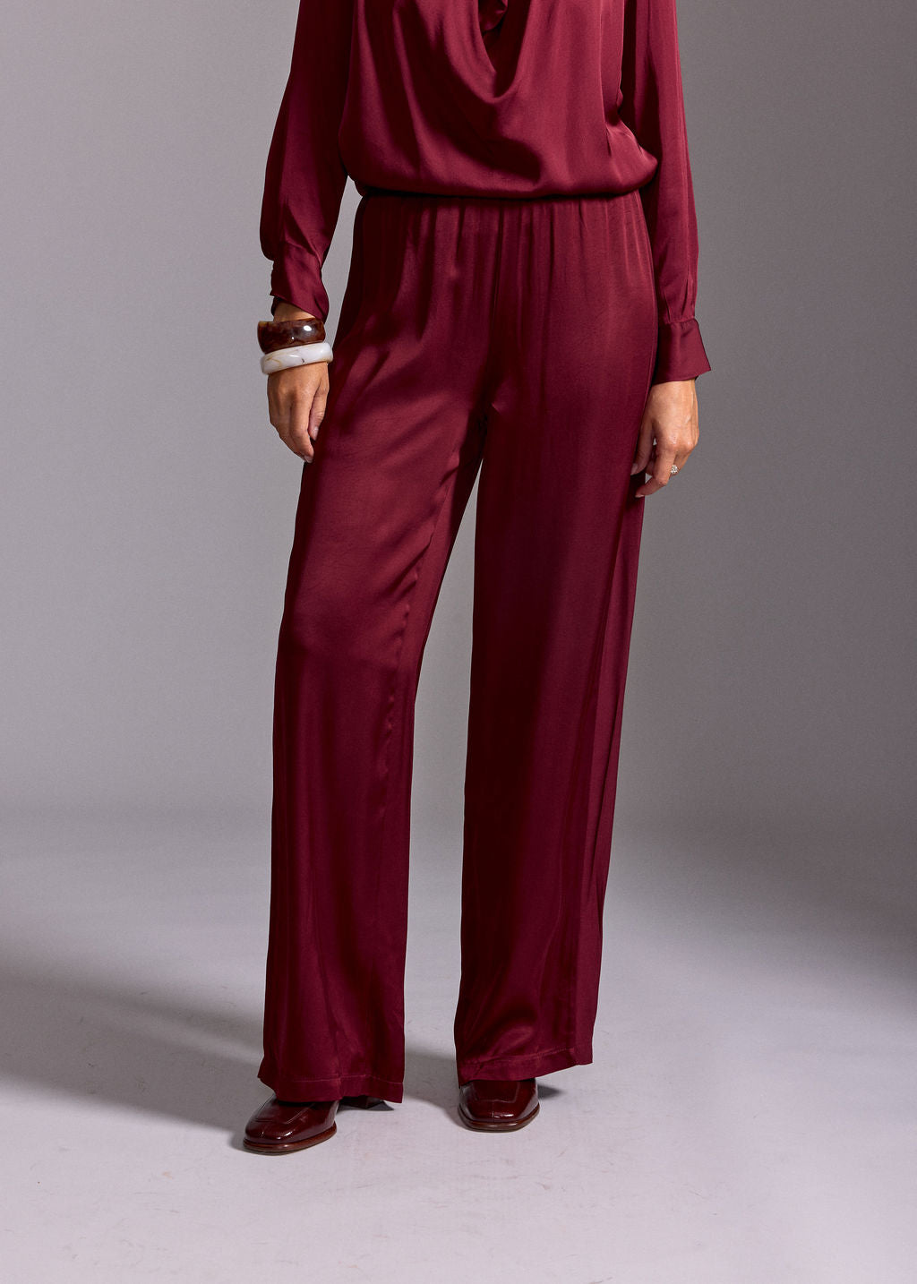 PANTALON FLUIDE UNI YOKO ROUGE