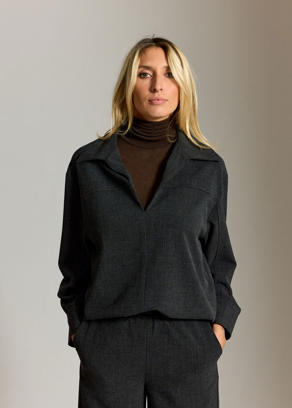 TUNIQUE COL CHEMISIER EVA ACIER