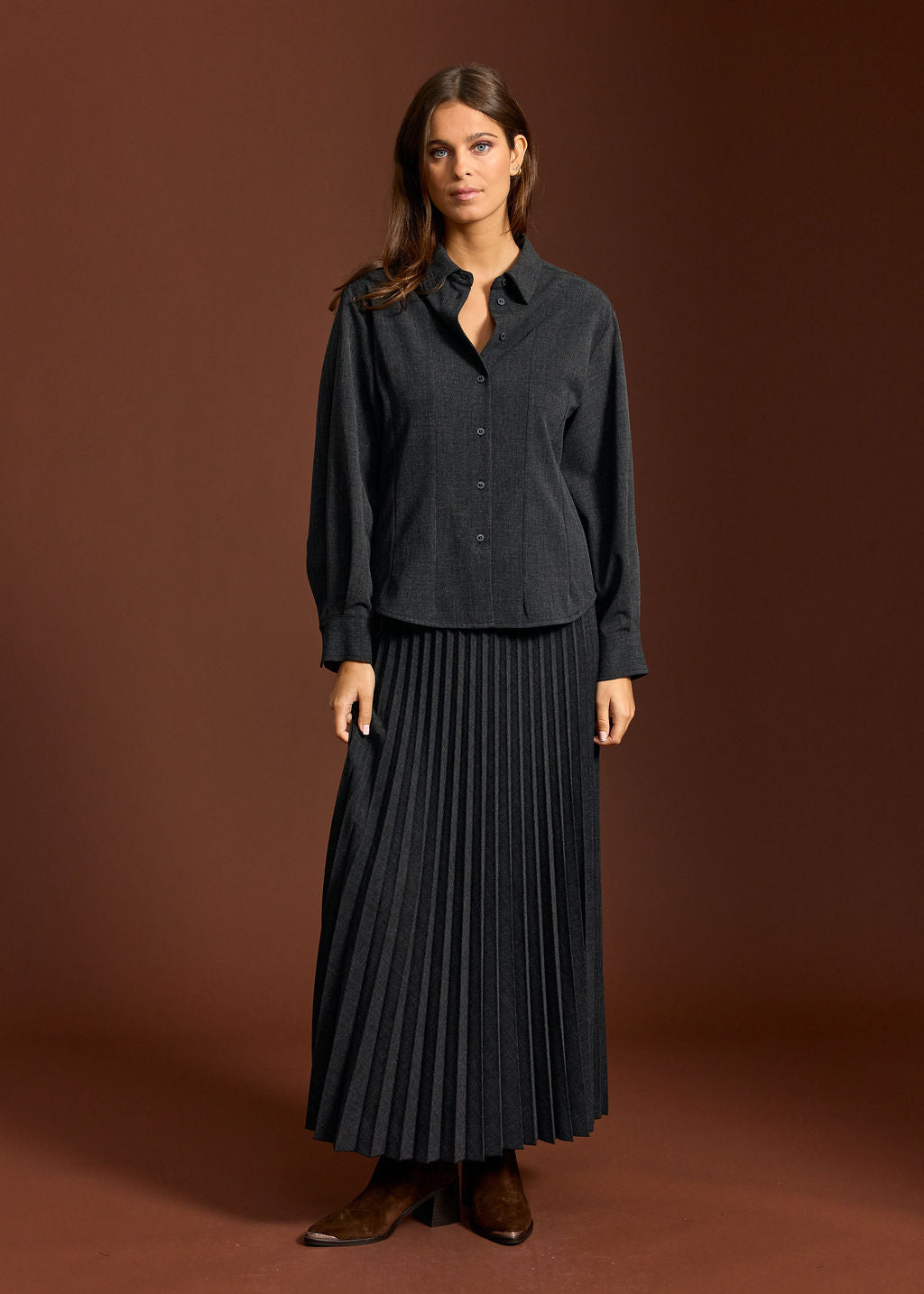 CHEMISE FITTÉE NINA ACIER