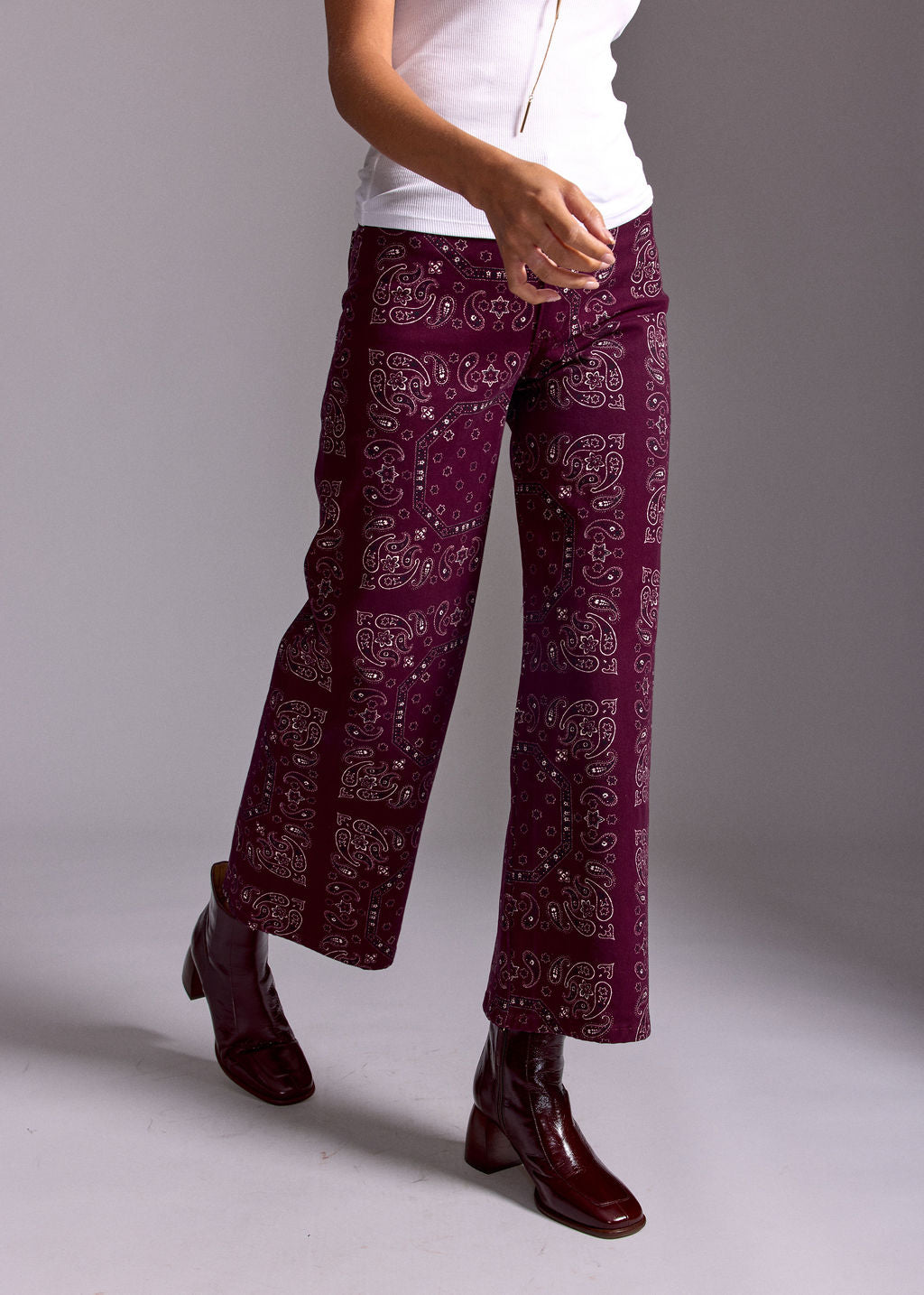 PANTALON IMPRIMÉ BANDANAS CALY BURGUNDI