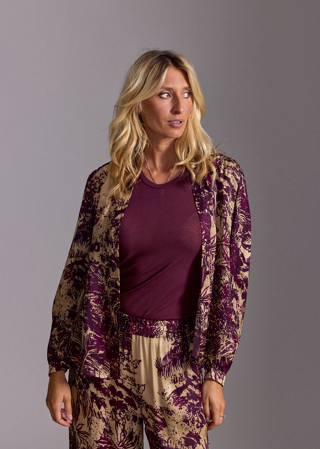 CHEMISE COURTE IMPRIMÉE CLAM PALM