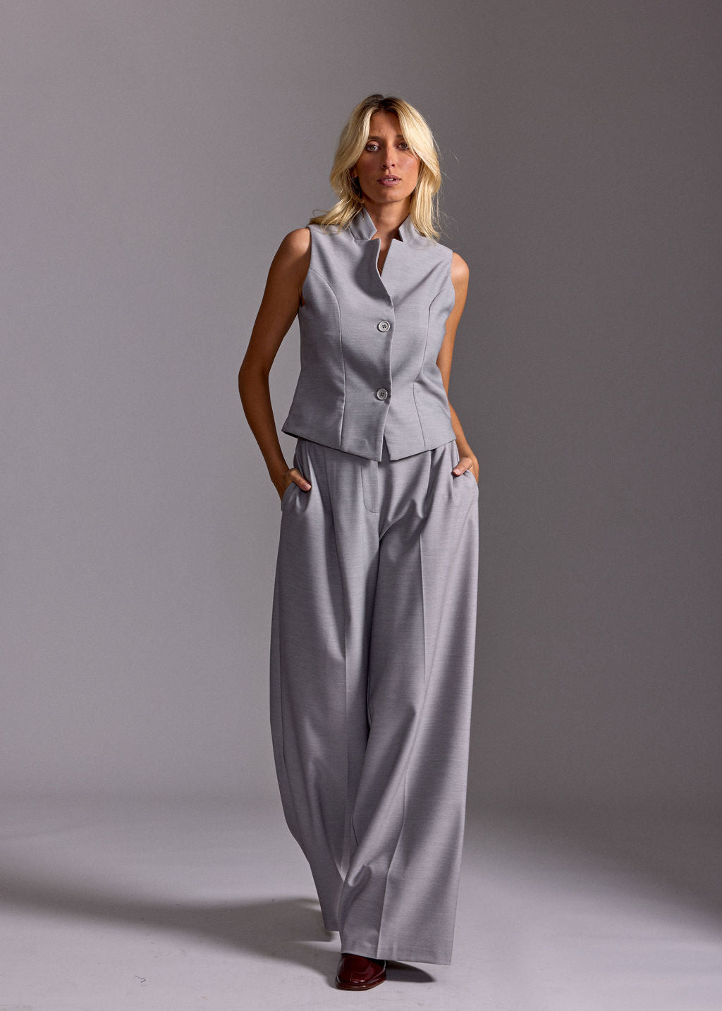 LOKI GREY FITTED SUIT VEST