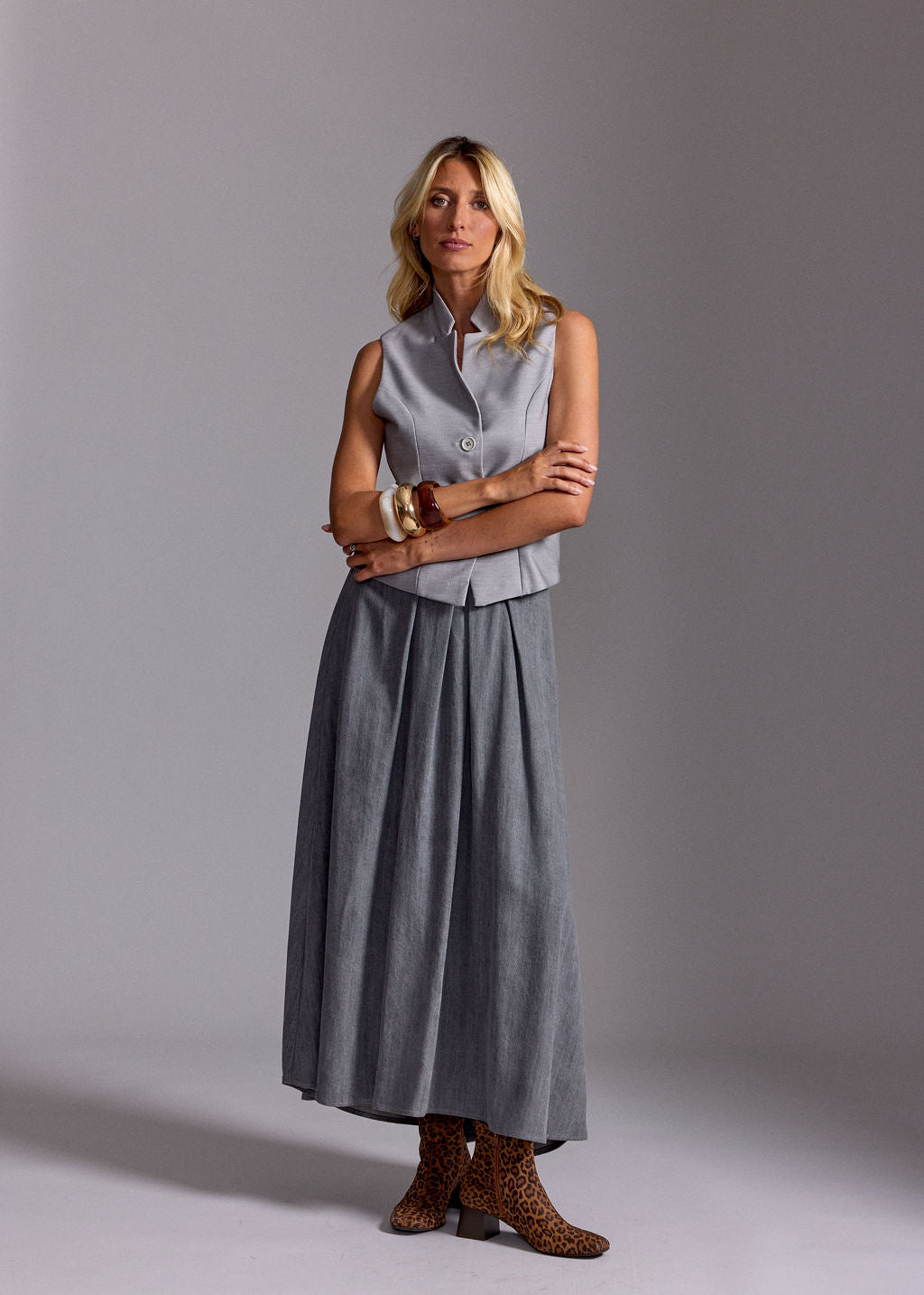 LOKI GREY FITTED SUIT VEST