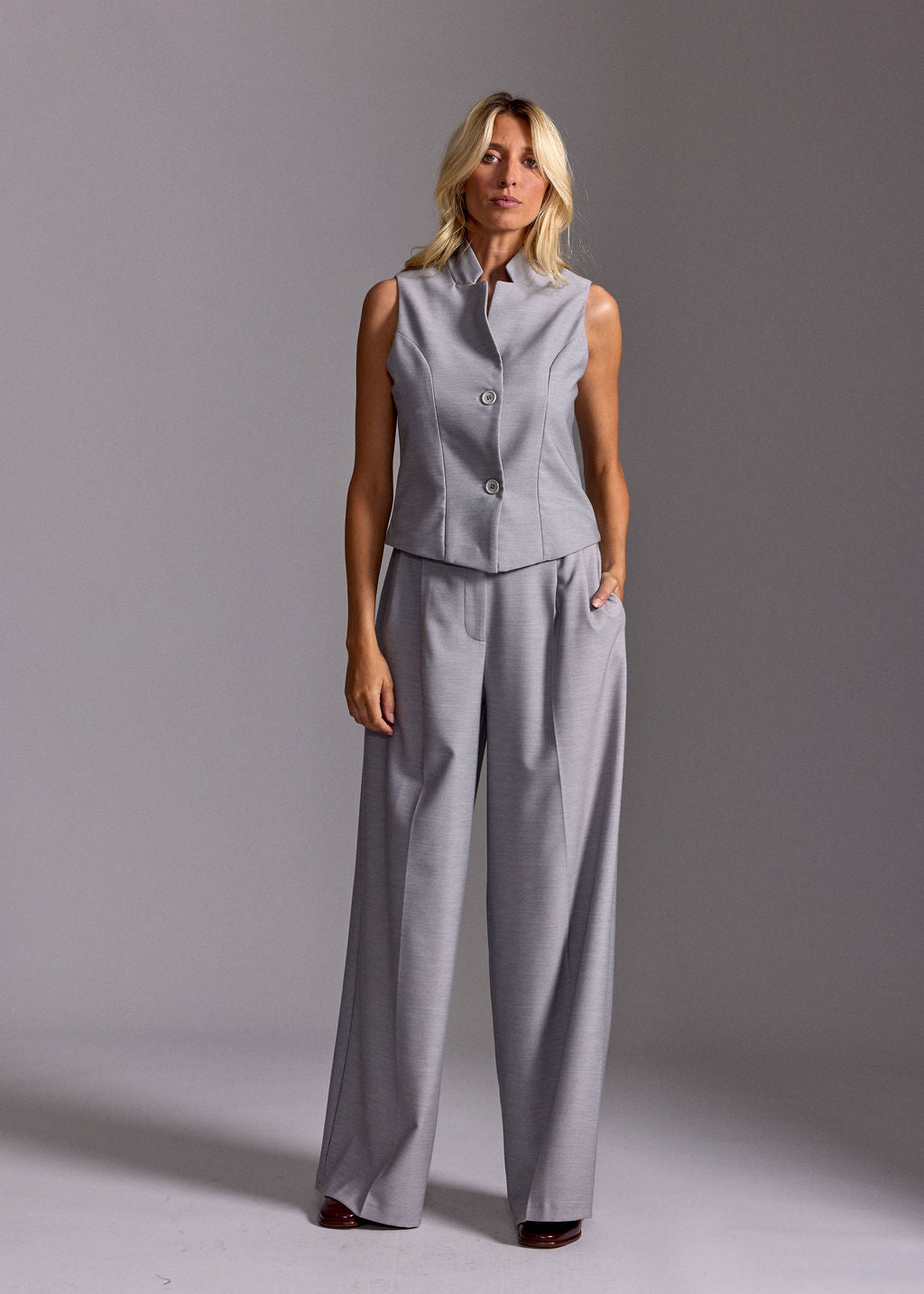 LOKI GREY FITTED SUIT VEST