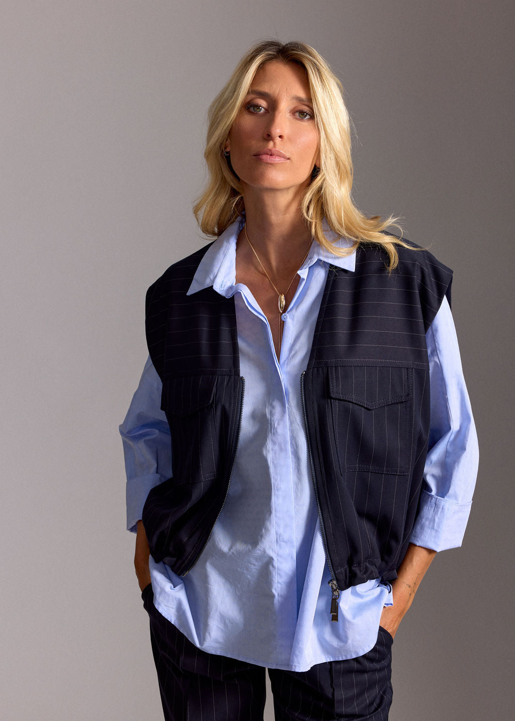 VESTE SANS MANCHES À RAYURES TENNIS MARTA NUIT