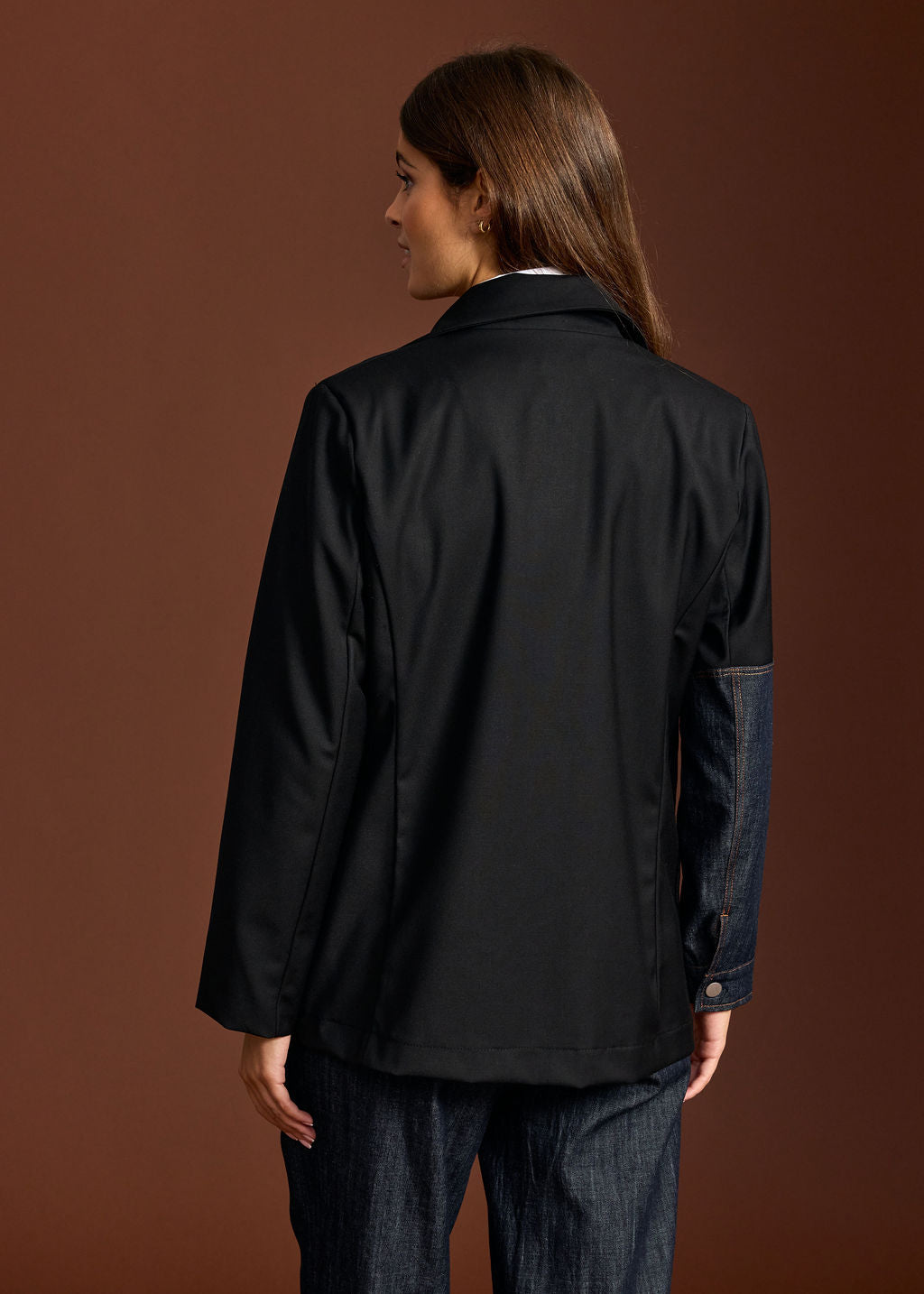 VESTE BLAZER BI-MATIERE PETRA DENIM