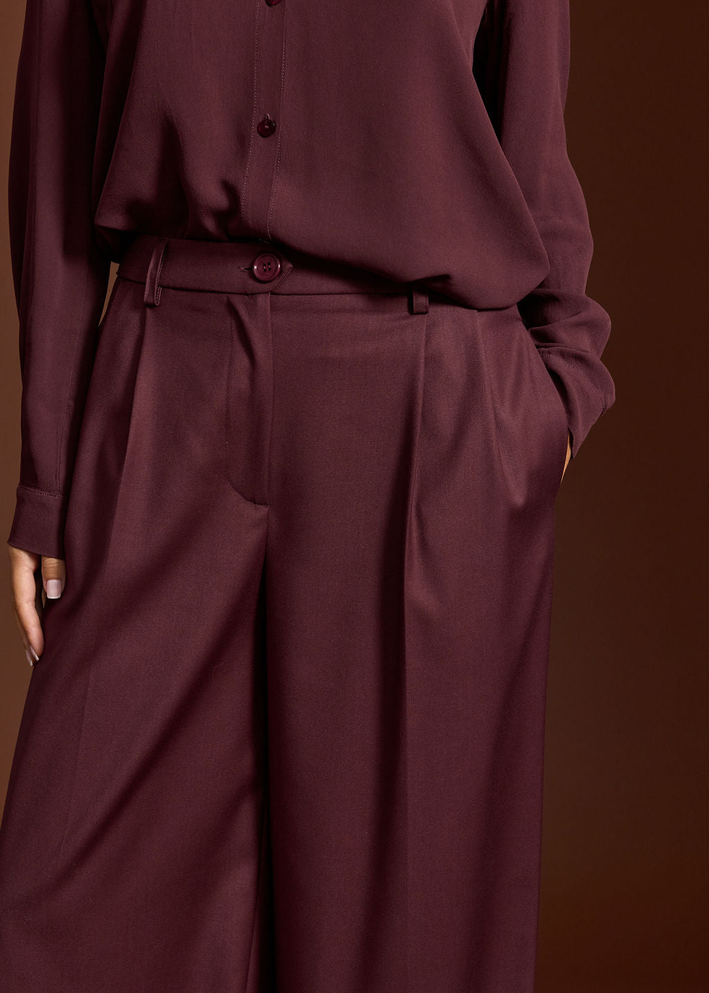 PANTALON FLUIDE À PINCES RENZO BURGUNDI