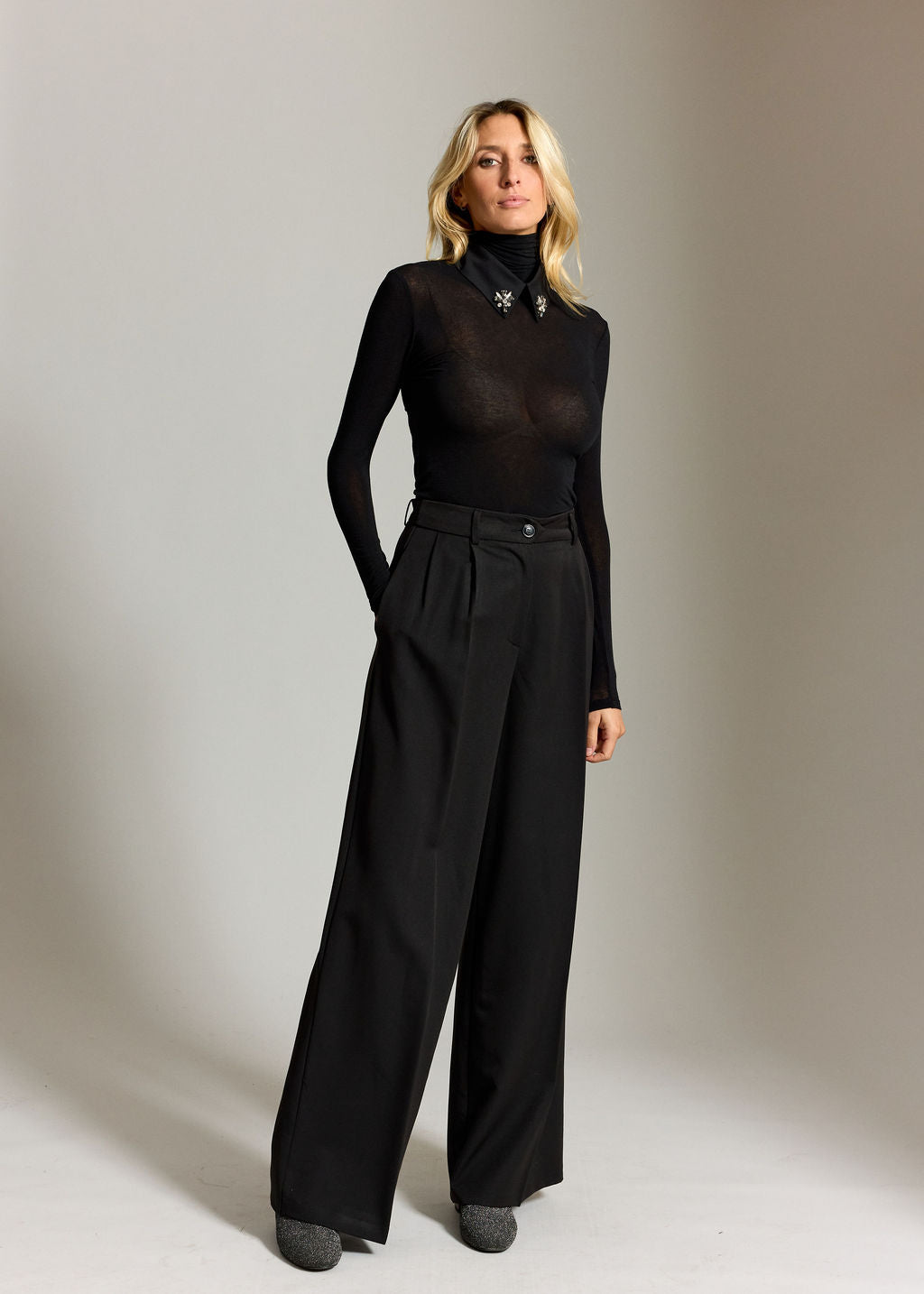 PANTALON FLUIDE À PINCES RENZO NOIR