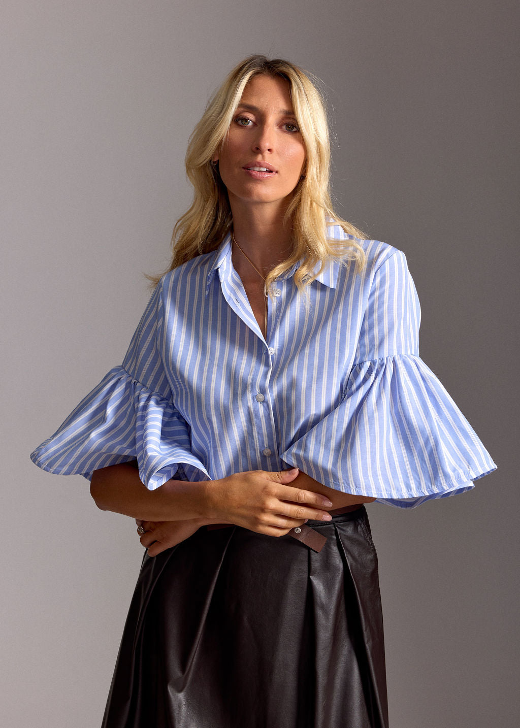 CHEMISE EN POPELINE RAYÉE SIL CIEL