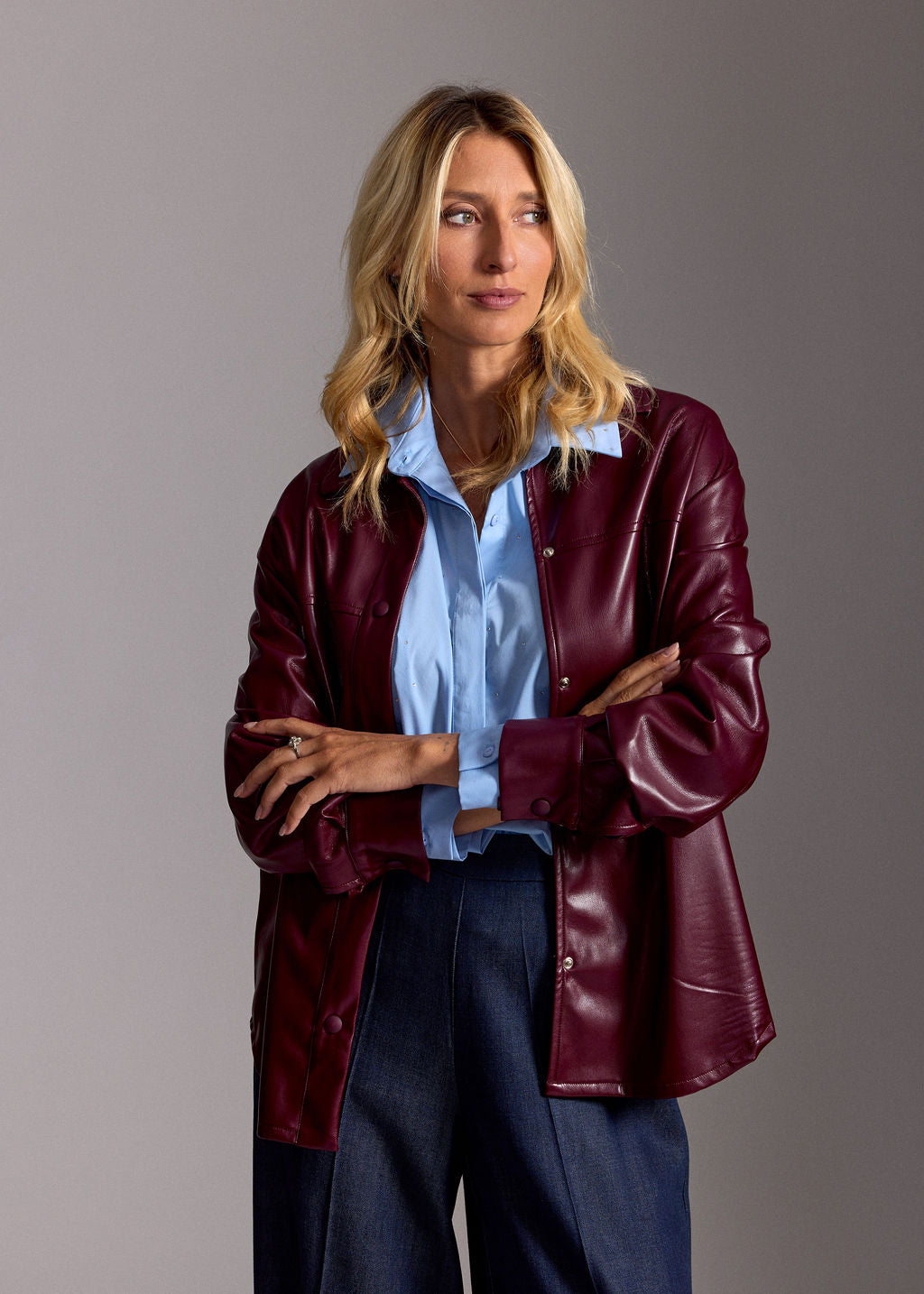 SURCHEMISE EN FAUX CUIR VESPA BURGUNDI