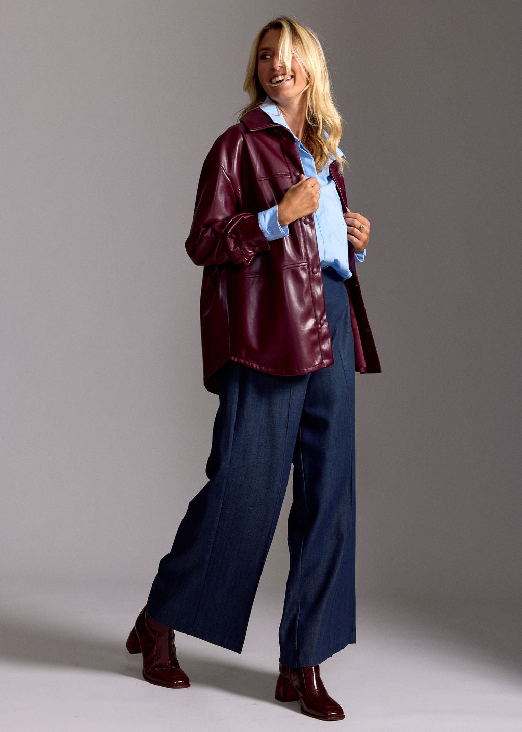 SURCHEMISE EN FAUX CUIR VESPA BURGUNDI