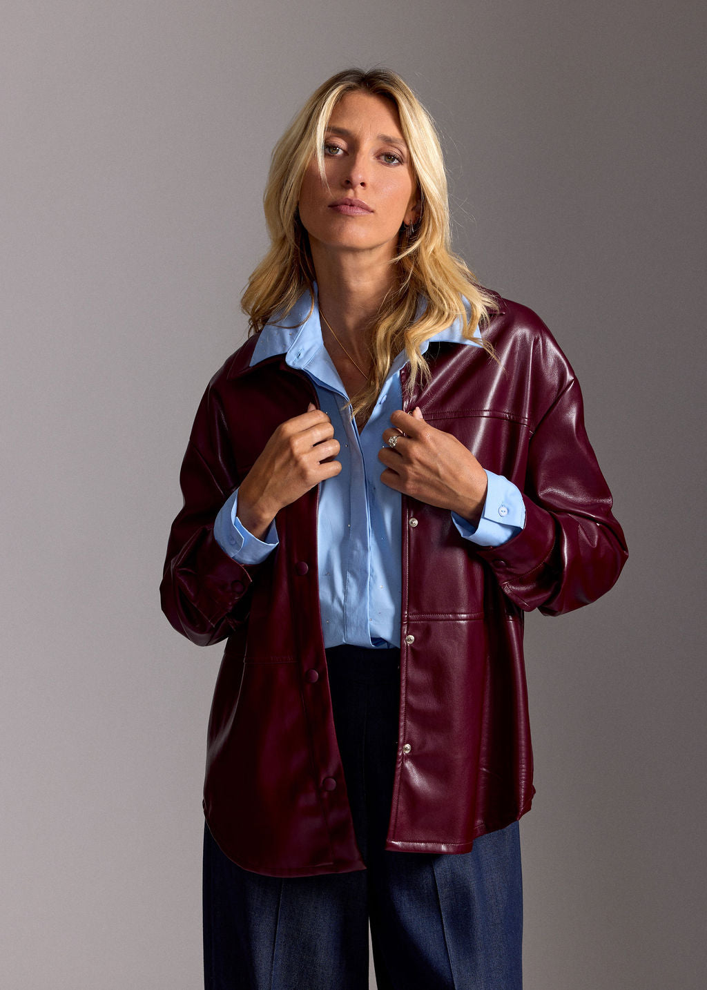 SURCHEMISE EN FAUX CUIR VESPA BURGUNDI