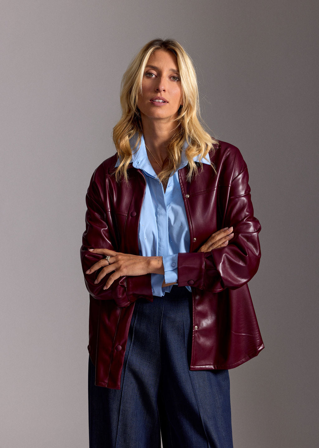 SURCHEMISE EN FAUX CUIR VESPA BURGUNDI