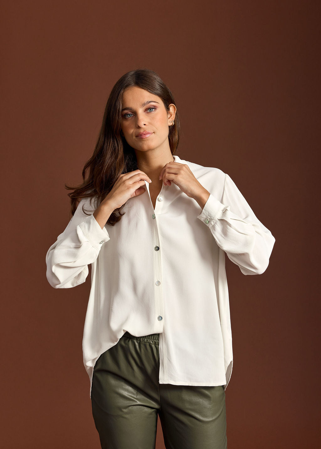 PLAIN FLUID SHIRT ORSO ECRU