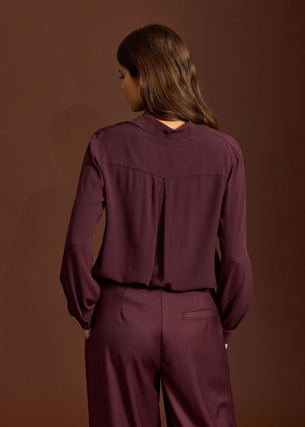 PLAIN FLUID SHIRT ORSO VINO