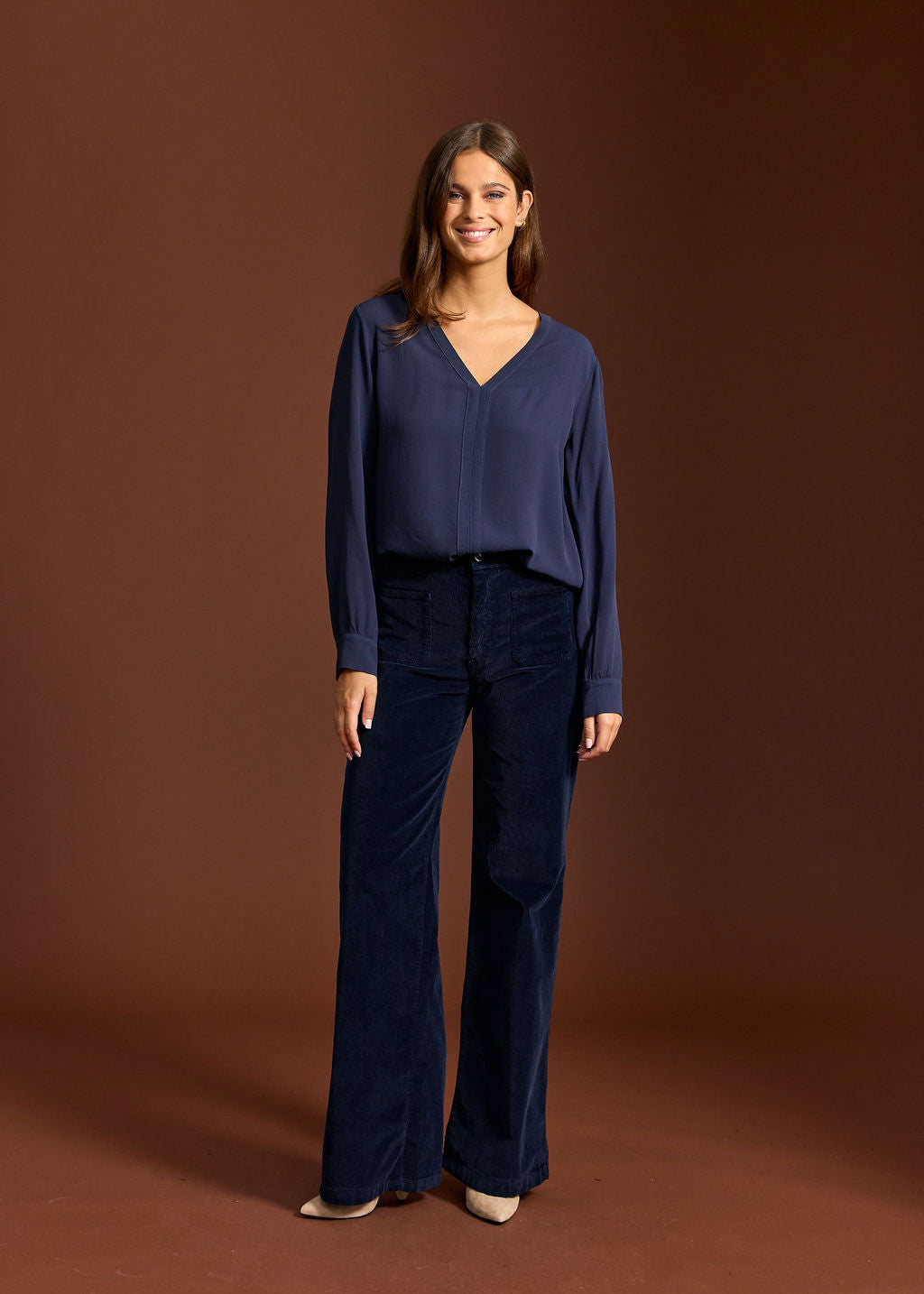 CHEMISE DROITE COL V PAOLA NUIT