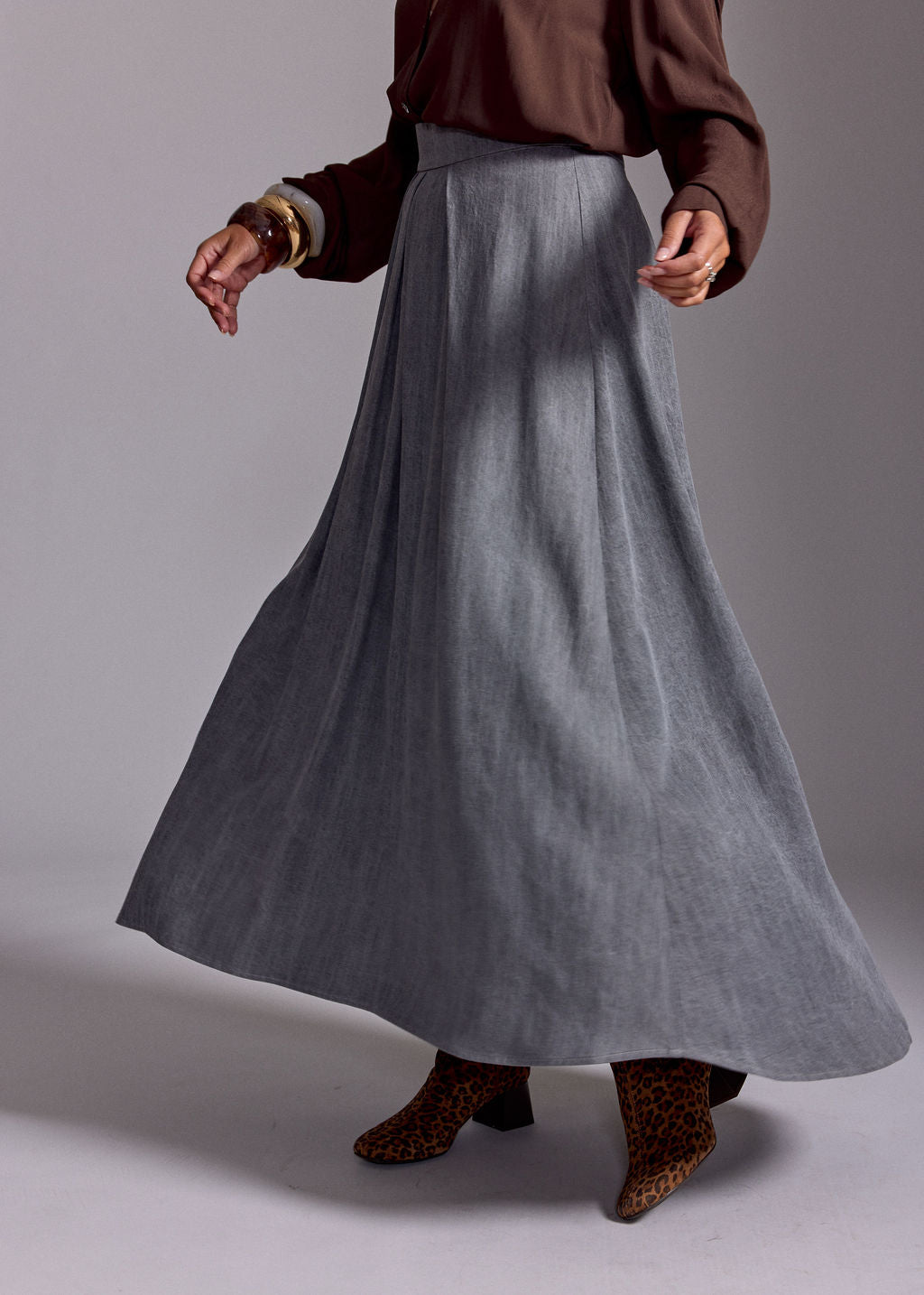 JUPE LARGE EN LYOCELL ALBA GRIS