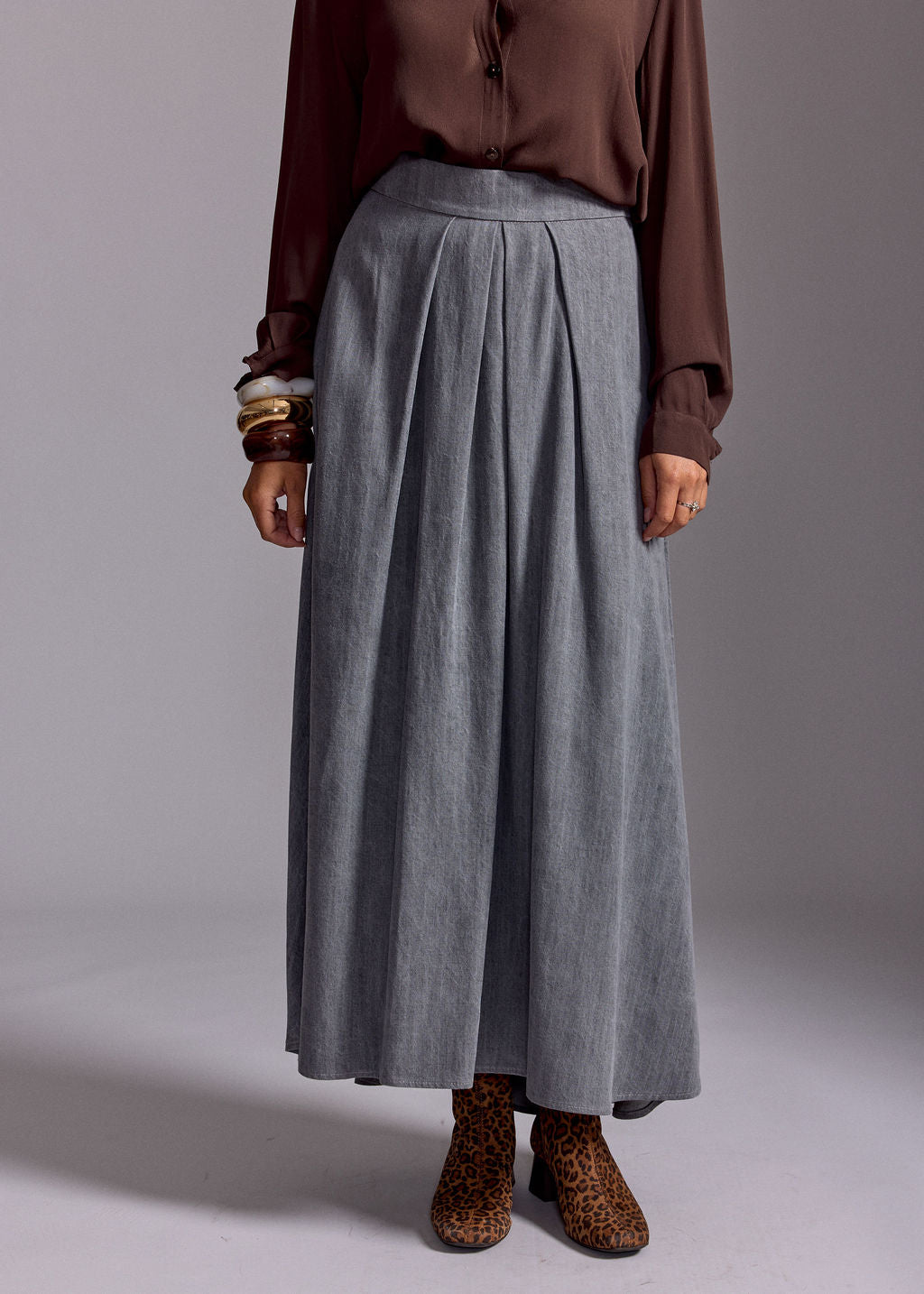 JUPE LARGE EN LYOCELL ALBA GRIS