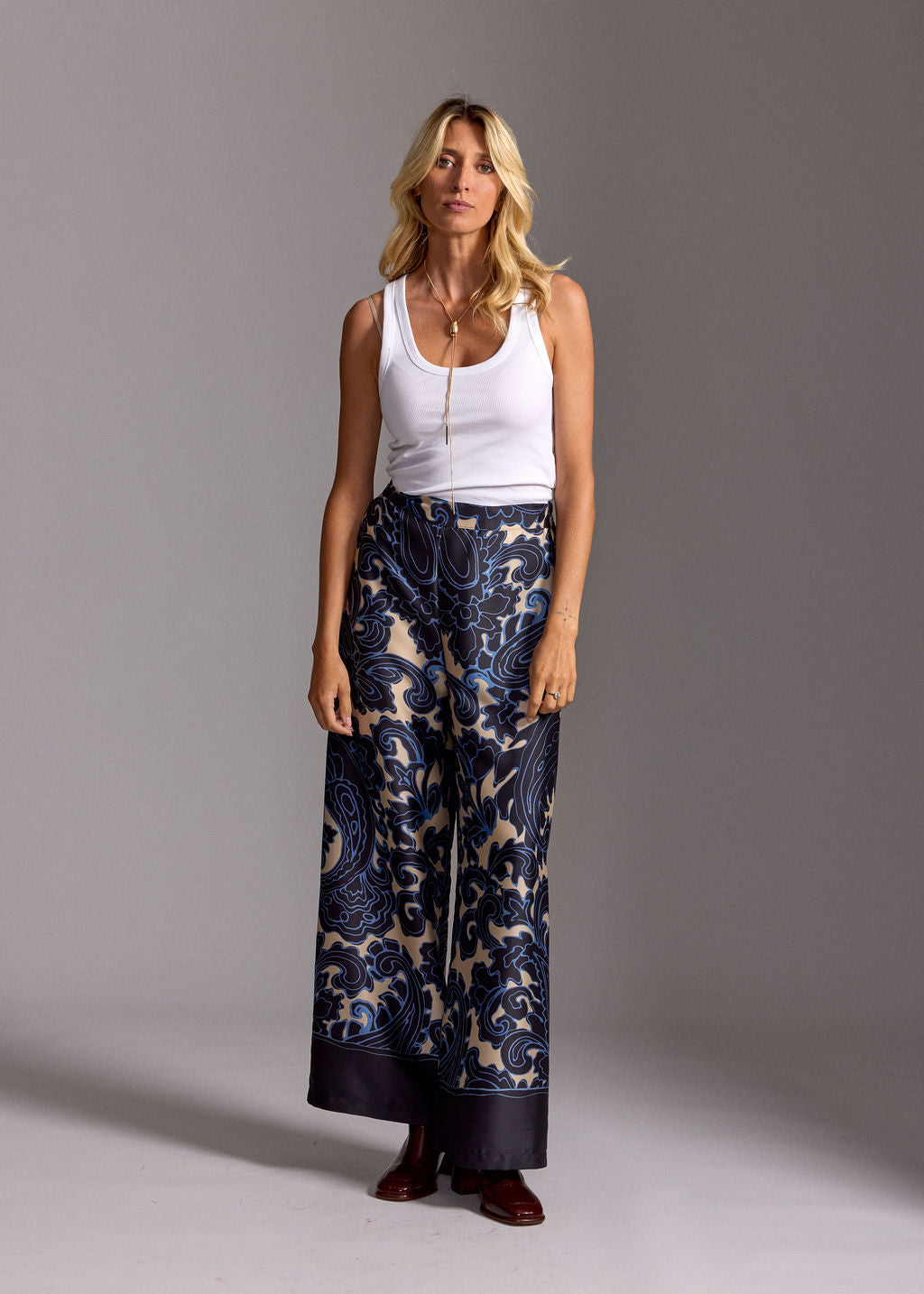 PANTALON IMPRIMÉE 7/8IEME ANDY BLEU Lauren Vidal - Main Image