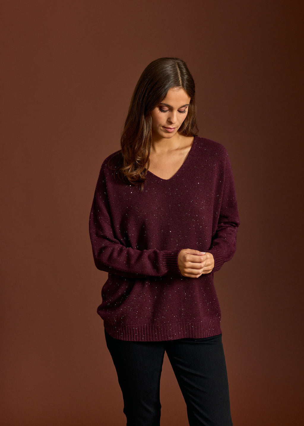 PULL PAILLETTES GLOSSY VINO