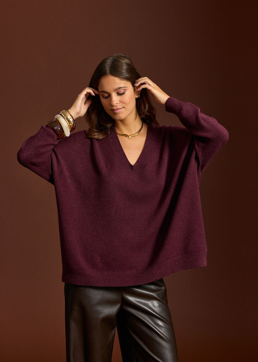 PULL PONCHO LOUISE VINO