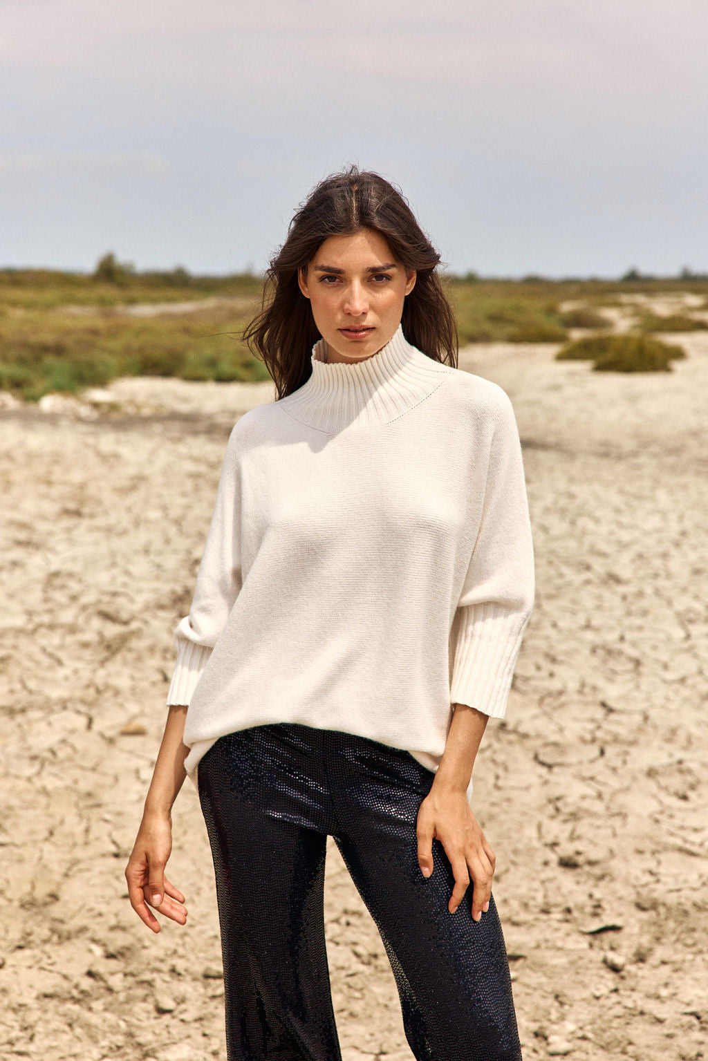 PULL TUNIQUE EN MAILLE NATY ECRU