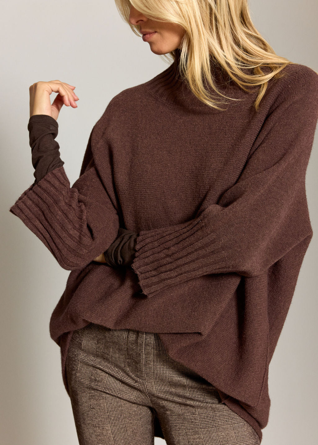 PULL TUNIQUE EN MAILLE NATY RAISIN