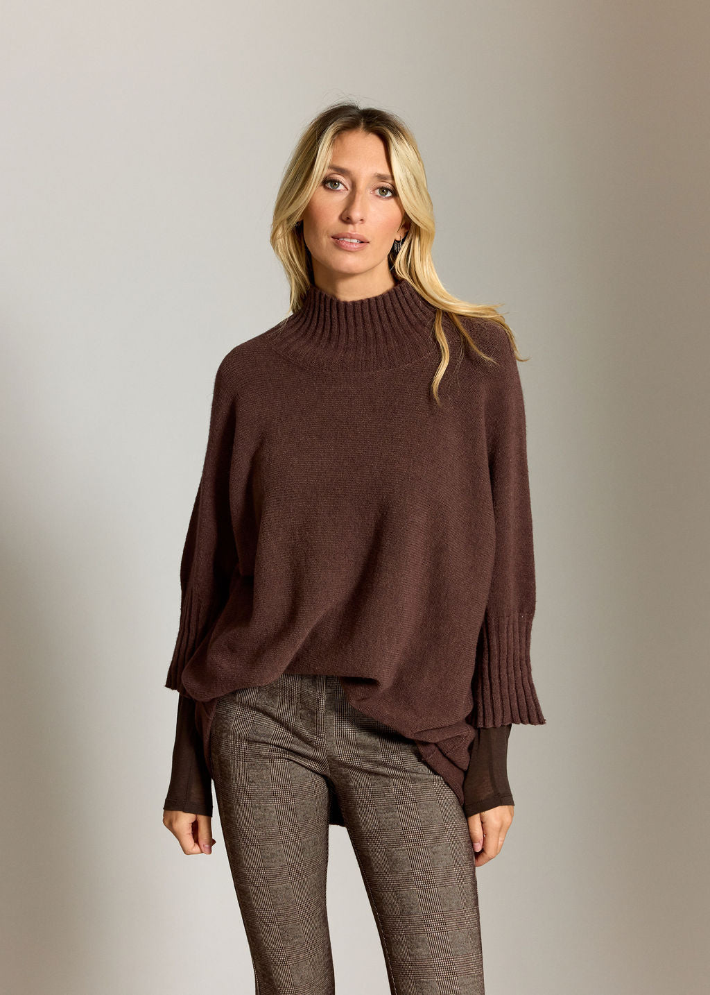PULL TUNIQUE EN MAILLE NATY RAISIN