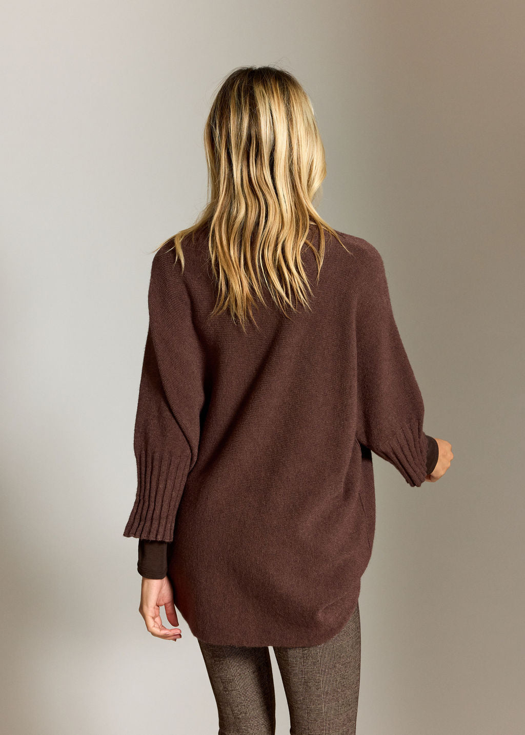 PULL TUNIQUE EN MAILLE NATY RAISIN