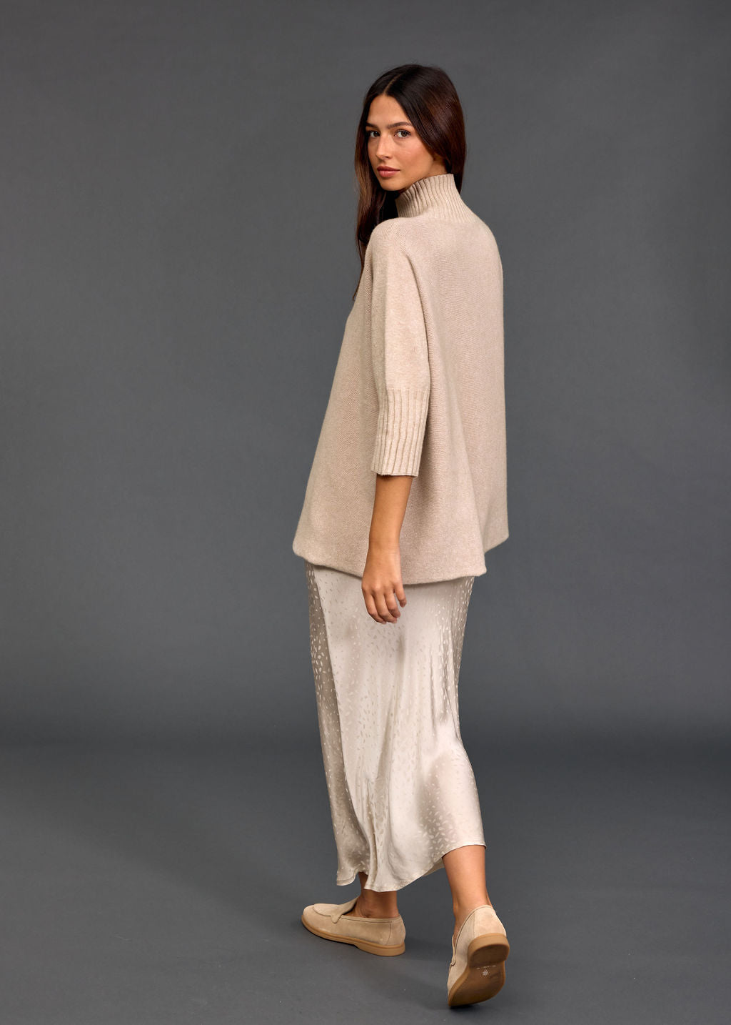 PULL TUNIQUE EN MAILLE NATY SABLE