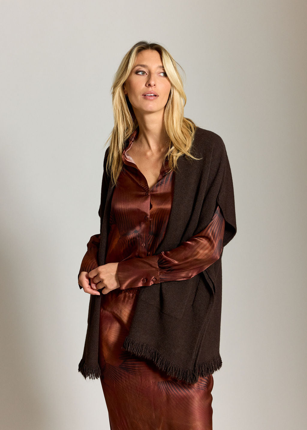 GILET SANS MANCHES À FRANGES SILANE CAFE