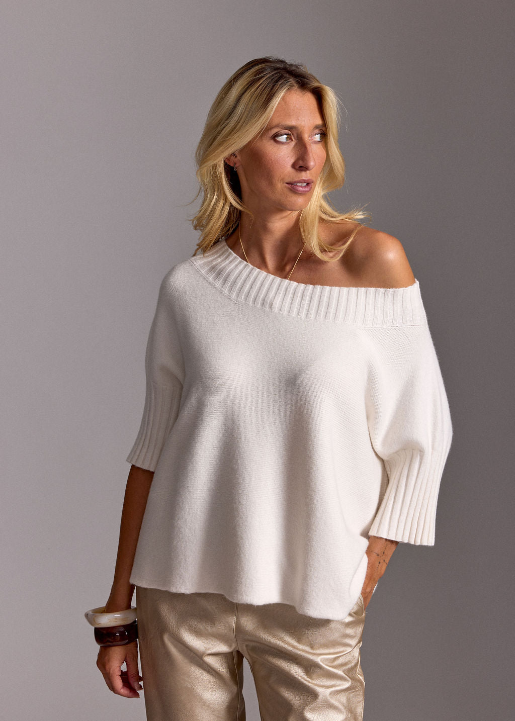 PULL COURT ENCOLURE BATEAU VINCI ECRU