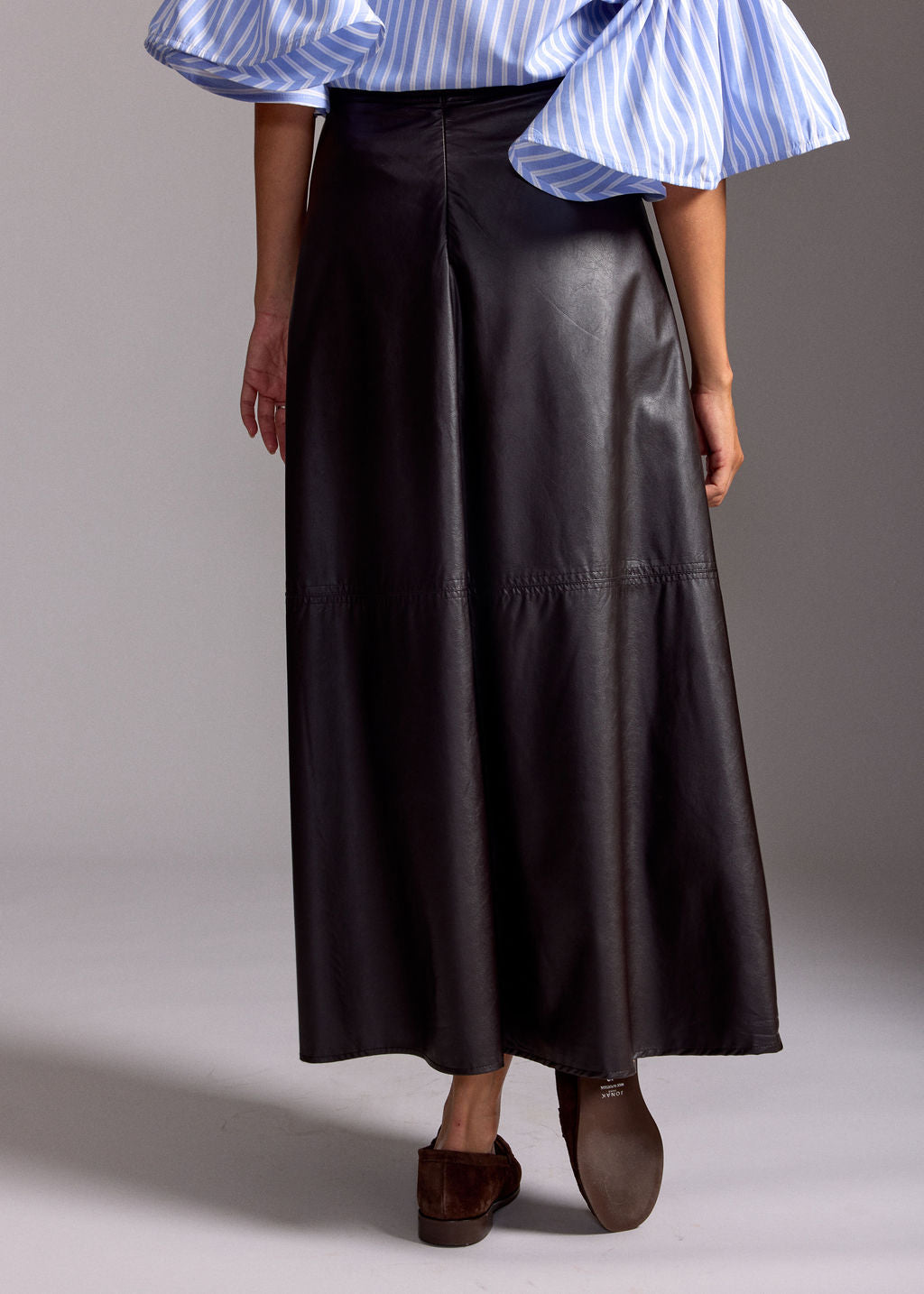 JUPE LONGUE FAUX CUIR BRUNA CAFE