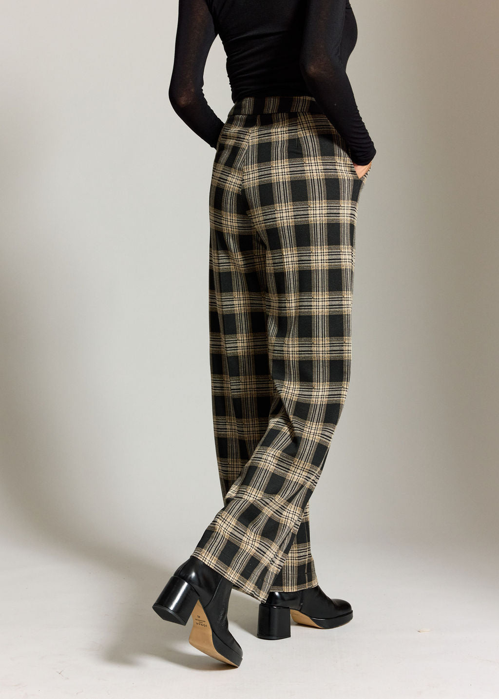 PANTALON 7/8IÈME À CARREAUX MINZA BEIGE