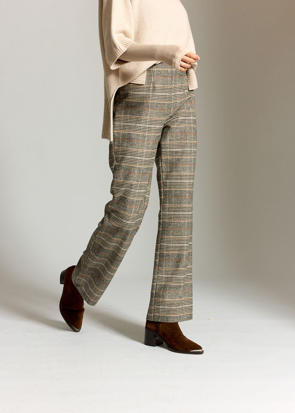 PANTALON 7/8IÈME À CARREAUX SALT BEIGE