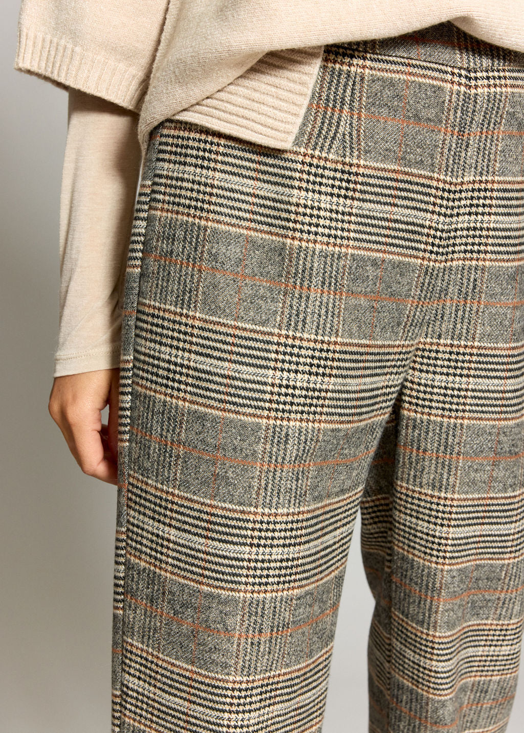 PANTALON 7/8IÈME À CARREAUX SALT BEIGE