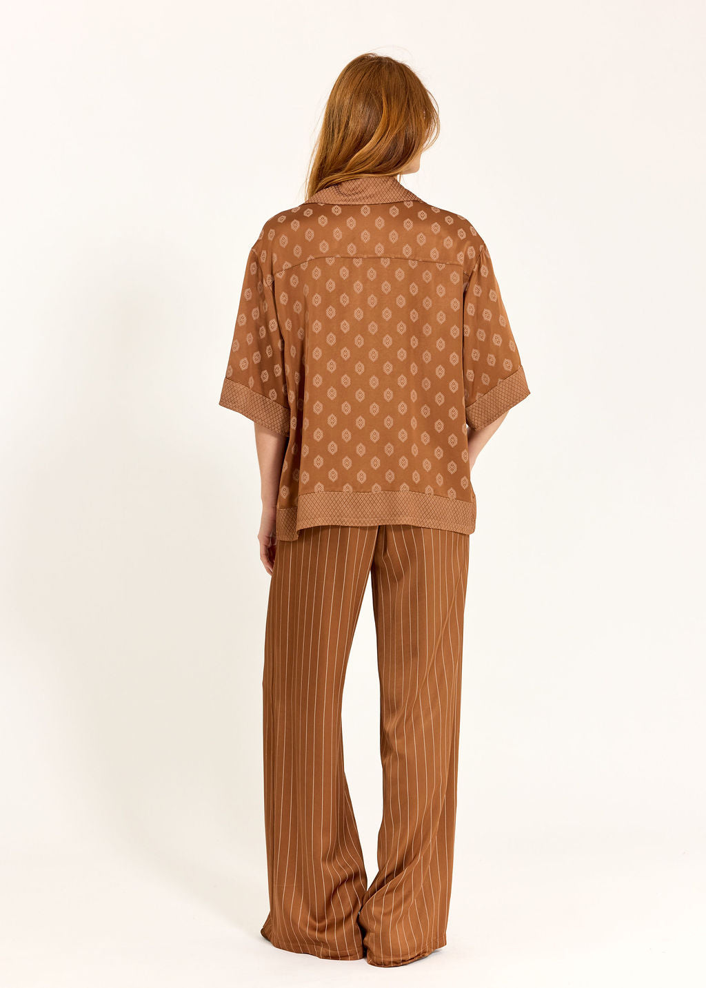 CHEMISE BI-IMPRIMÉE AYUMI NOISETTE