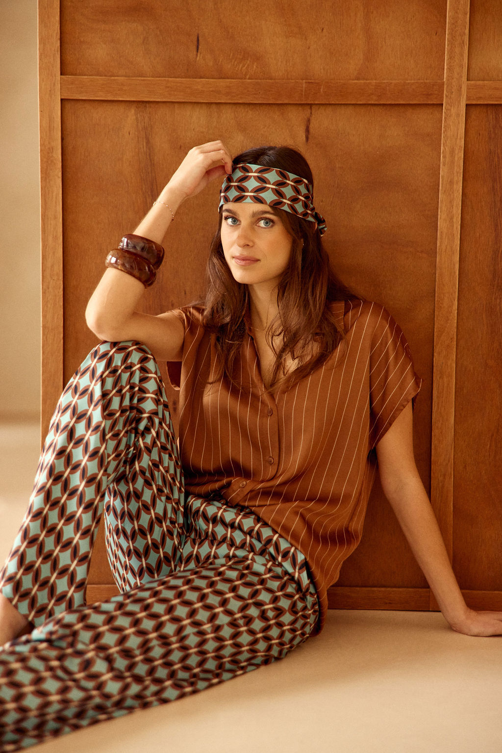 PANTALON FLUIDE IMPRIMÉ MIRINE CRAVATE