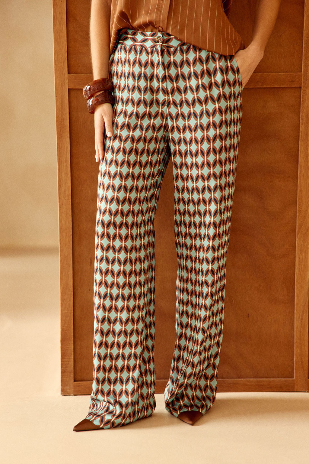 PANTALON FLUIDE IMPRIMÉ MIRINE CRAVATE