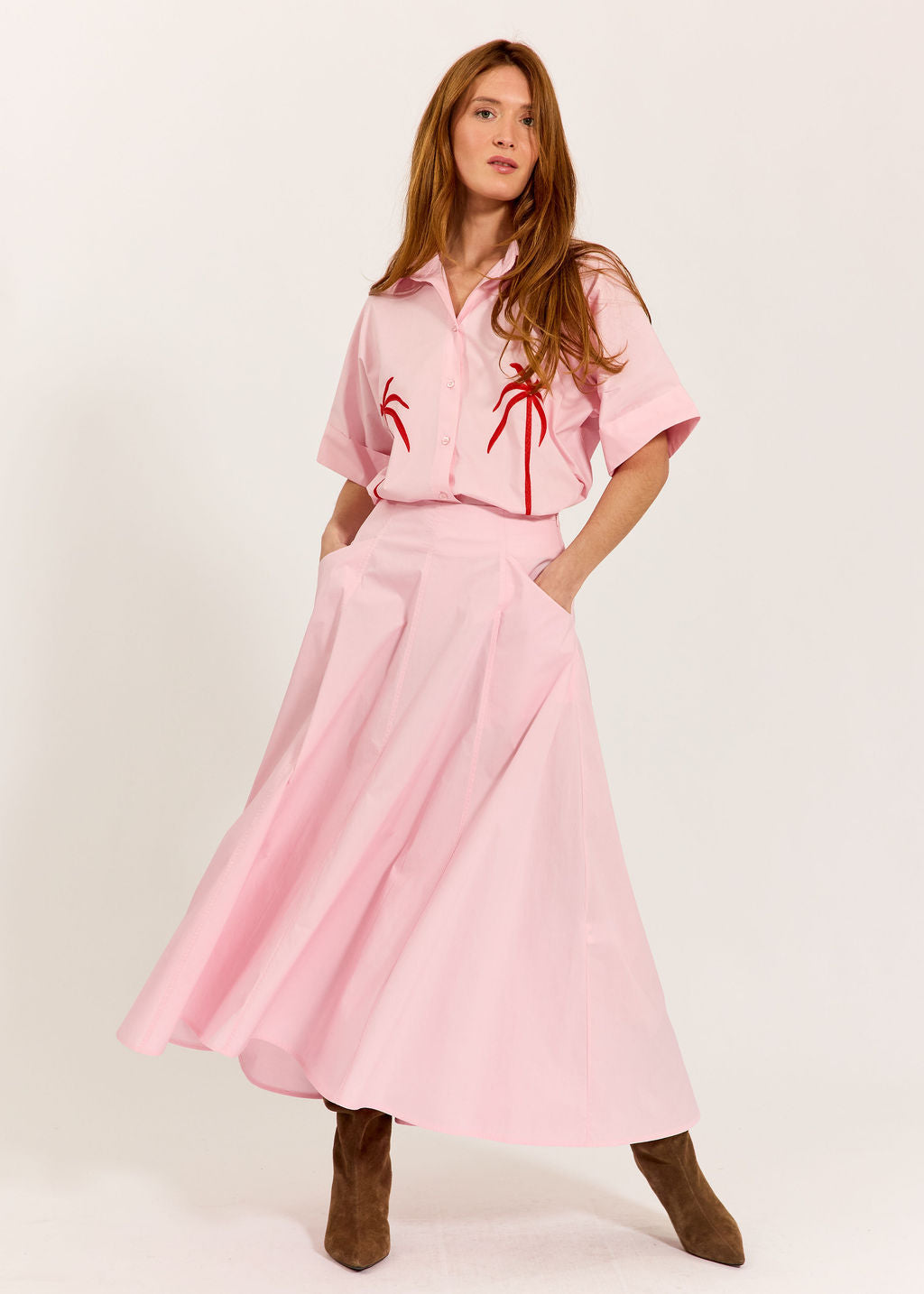 CHEMSIE AMPLE BRODÉE MONA ROSE