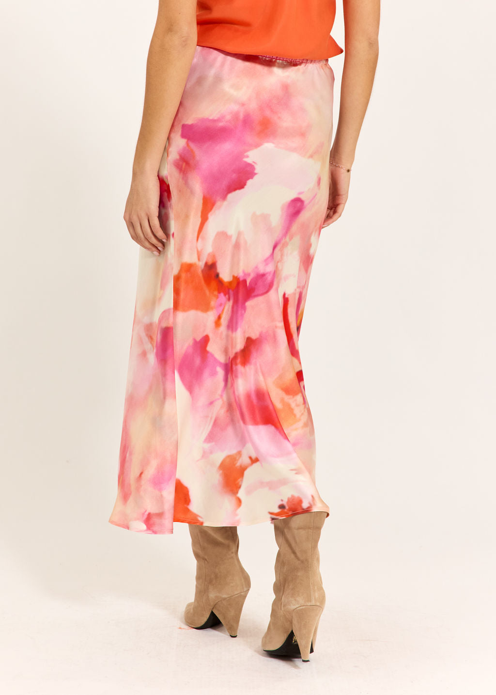 JUPE IMPRIMÉE EN SOIE VISCOSE JANE PASTEL