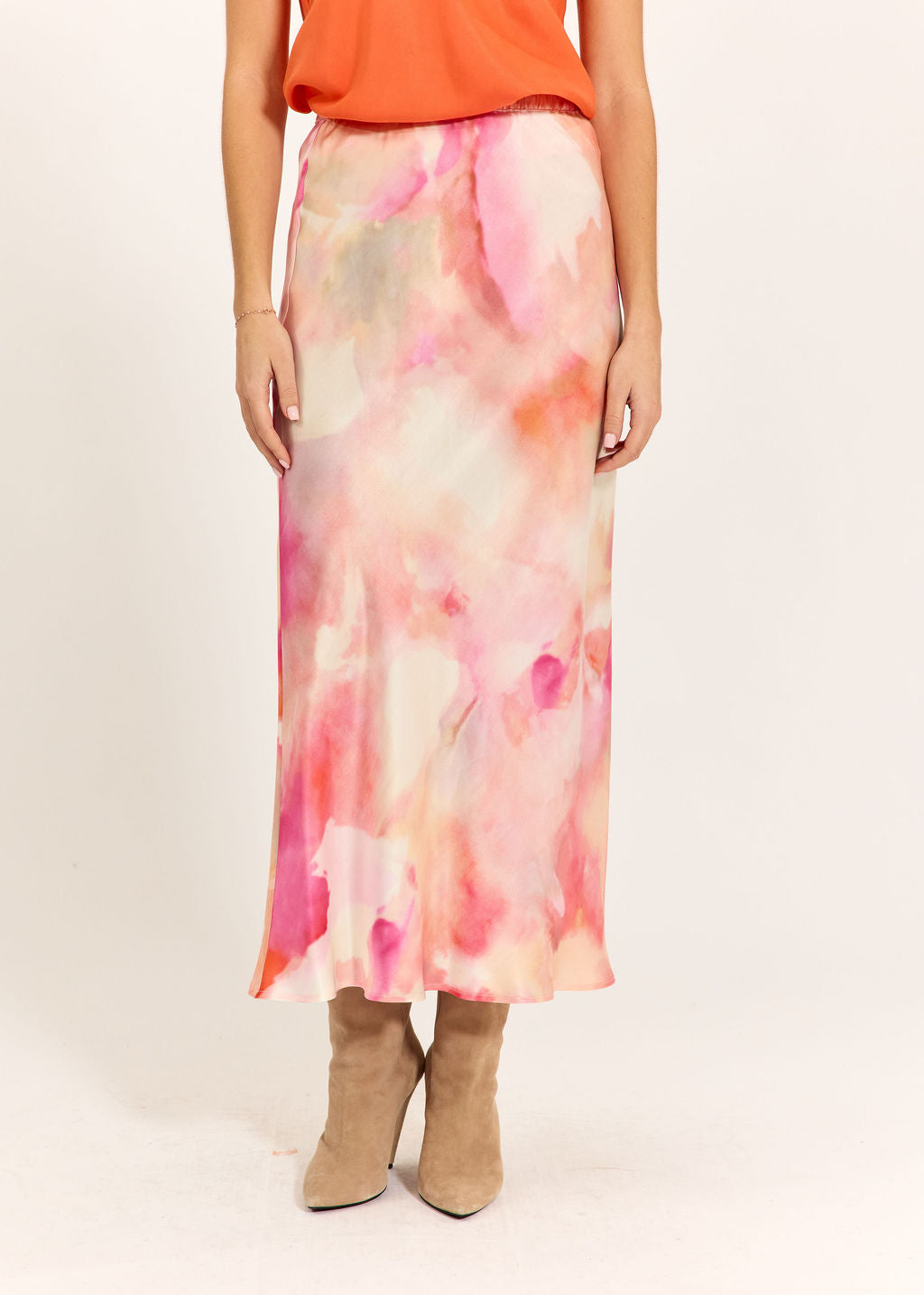 JUPE IMPRIMÉE EN SOIE VISCOSE JANE PASTEL