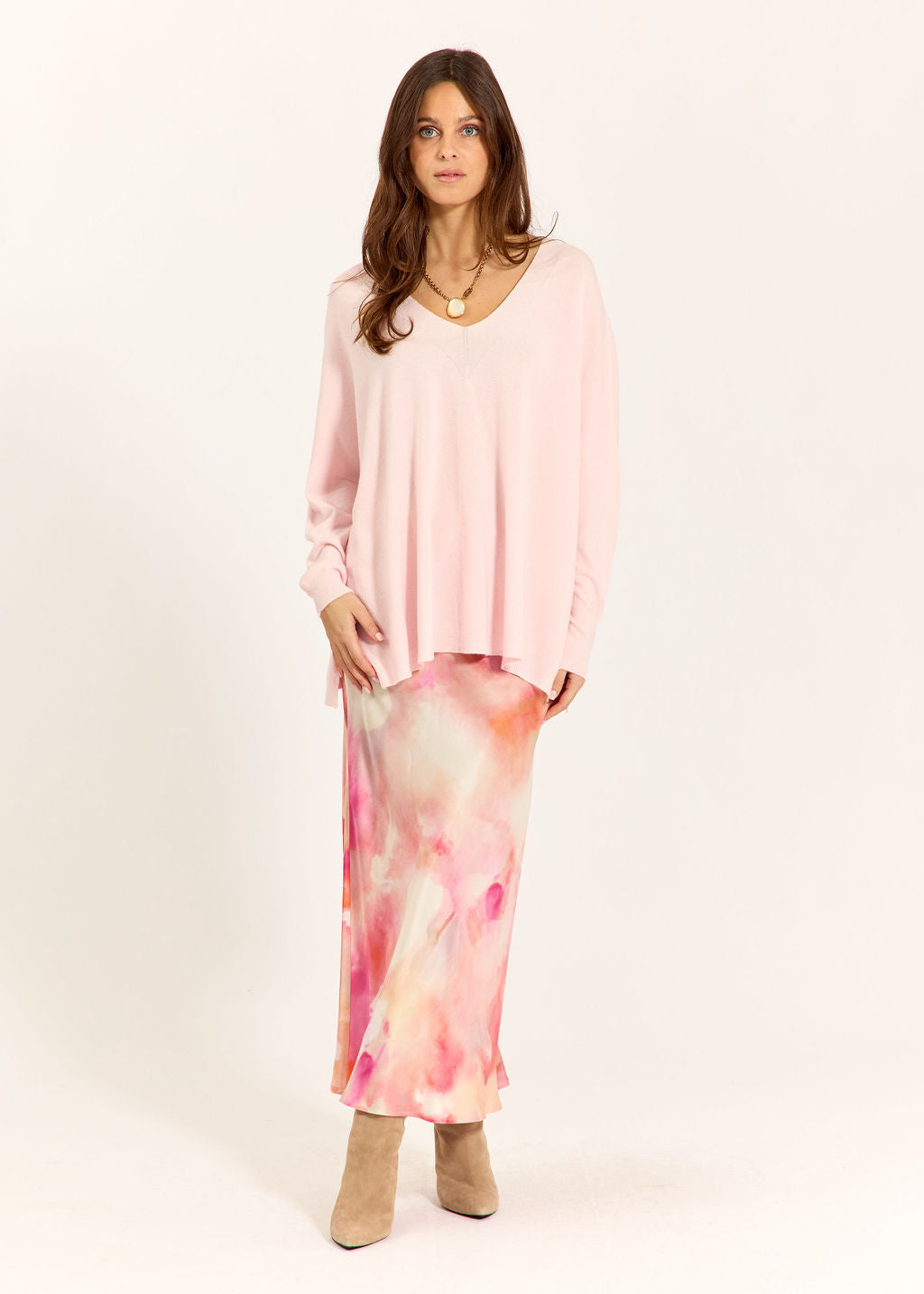 JUPE IMPRIMÉE EN SOIE VISCOSE JANE PASTEL