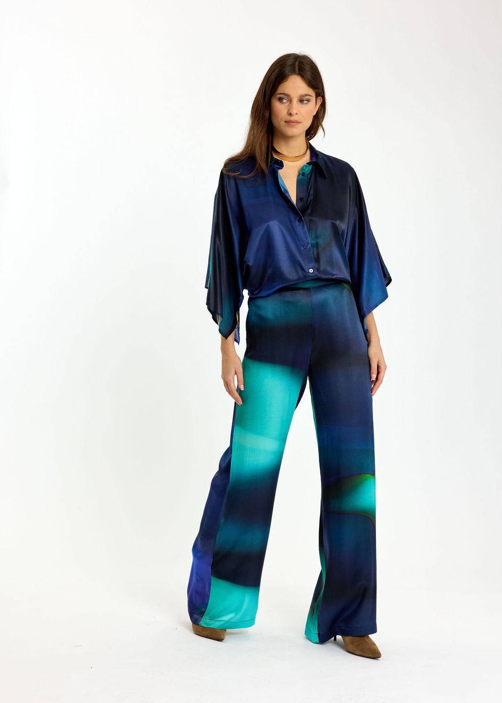 PANTALON IMPRIMÉ EN VISCOSE RIZZI/FI BLUE