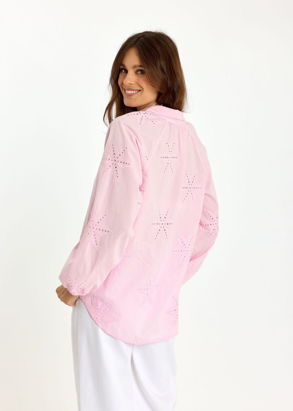 CHEMISE EN COTON BRODÉE GALITH ROSE